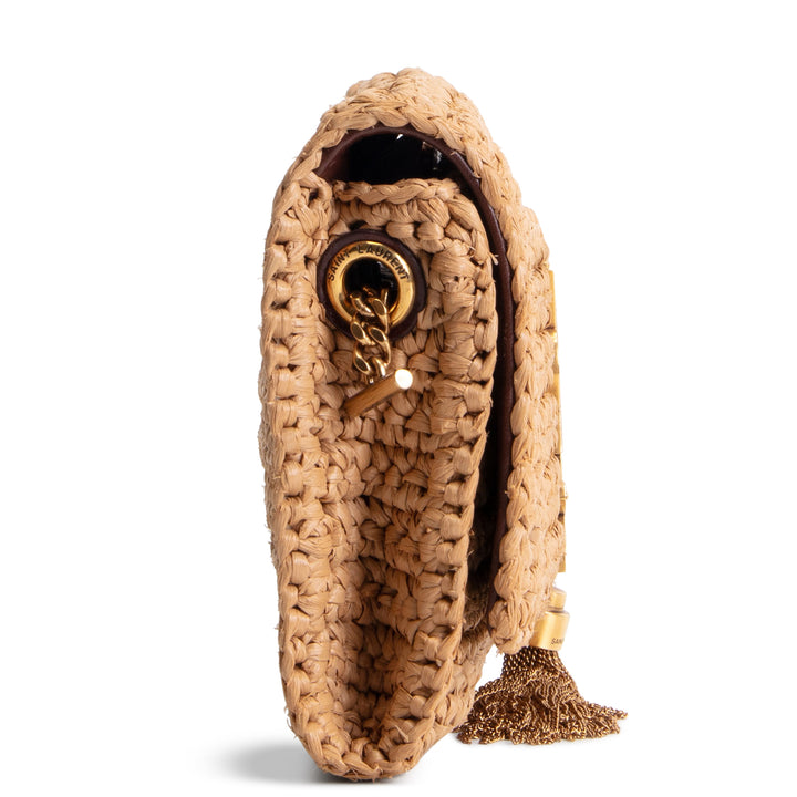 SAINT LAURENT Raffia Tassel Kate 99 - Dark Nude