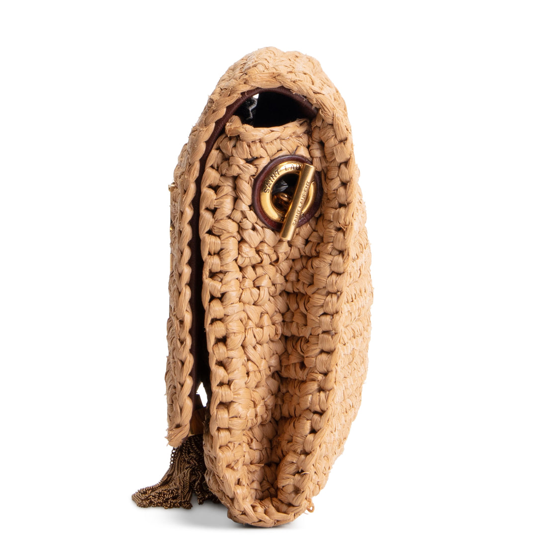 SAINT LAURENT Raffia Tassel Kate 99 - Dark Nude