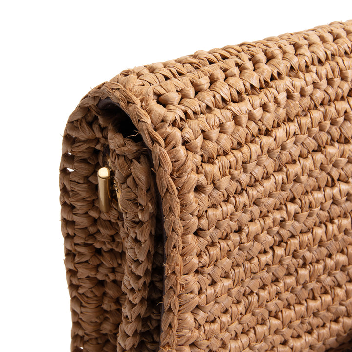 SAINT LAURENT Raffia Tassel Kate 99 - Dark Nude
