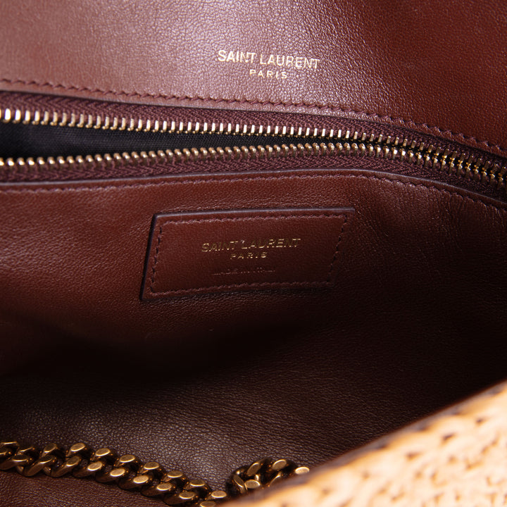 SAINT LAURENT Raffia Tassel Kate 99 - Dark Nude