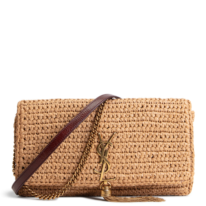SAINT LAURENT Raffia Tassel Kate 99 - Dark Nude