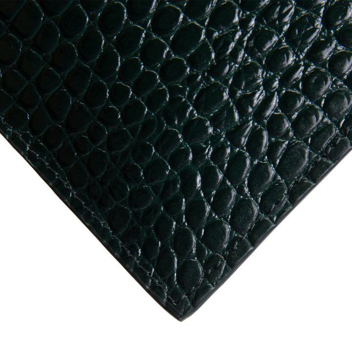 SAINT LAURENT Croc Embossed Uptown Clutch - Dark Green