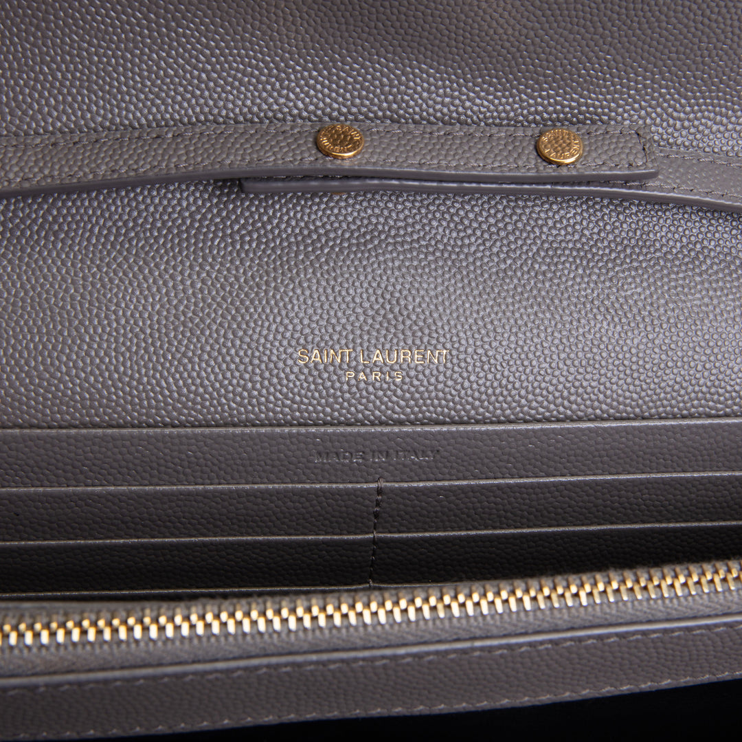 SAINT LAURENT Cassandre Envelope Wallet on Chain - Grey