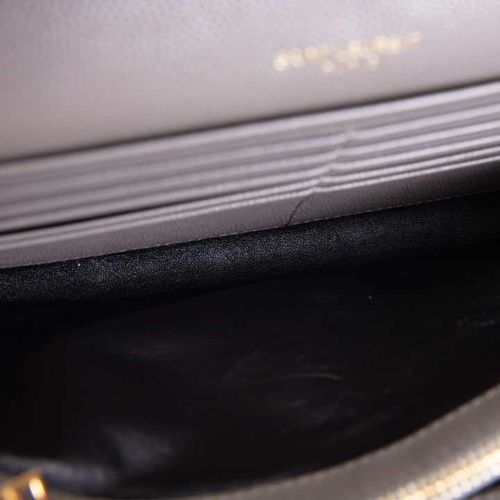 SAINT LAURENT Cassandre Envelope Wallet on Chain - Grey