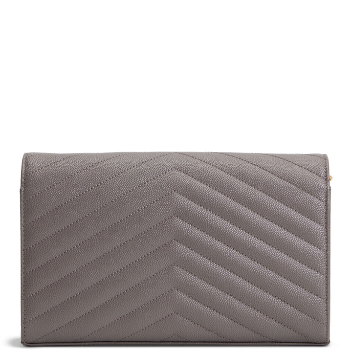 SAINT LAURENT Cassandre Envelope Wallet on Chain - Grey