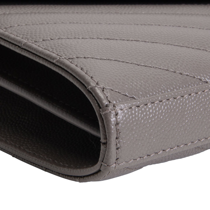 SAINT LAURENT Cassandre Envelope Wallet on Chain - Grey