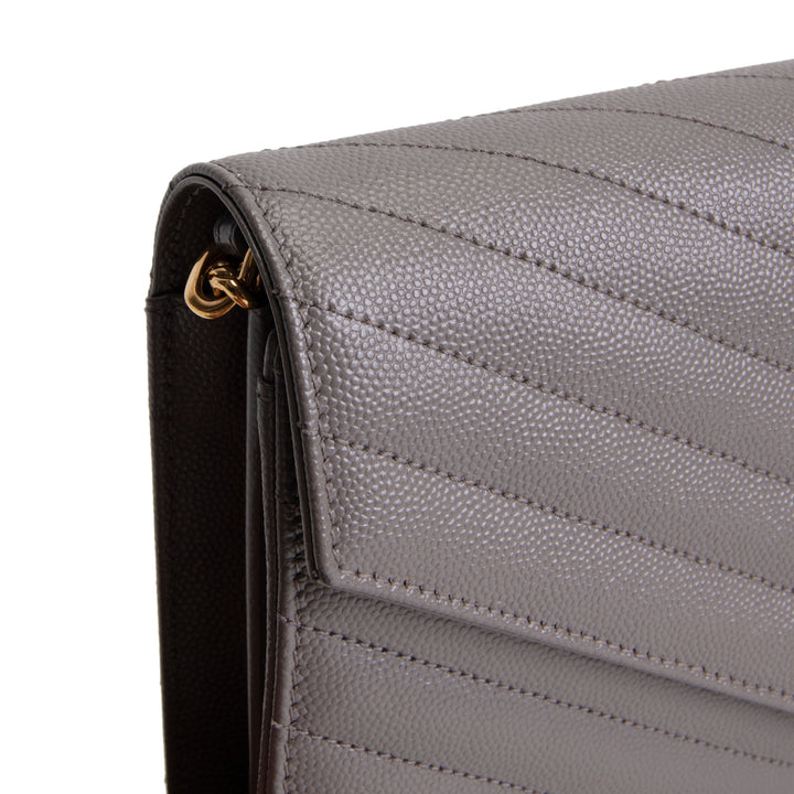 SAINT LAURENT Cassandre Envelope Wallet on Chain - Grey