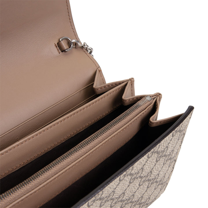 GUCCI GG Supreme Dionysus Chain Wallet - Beige & Ebony