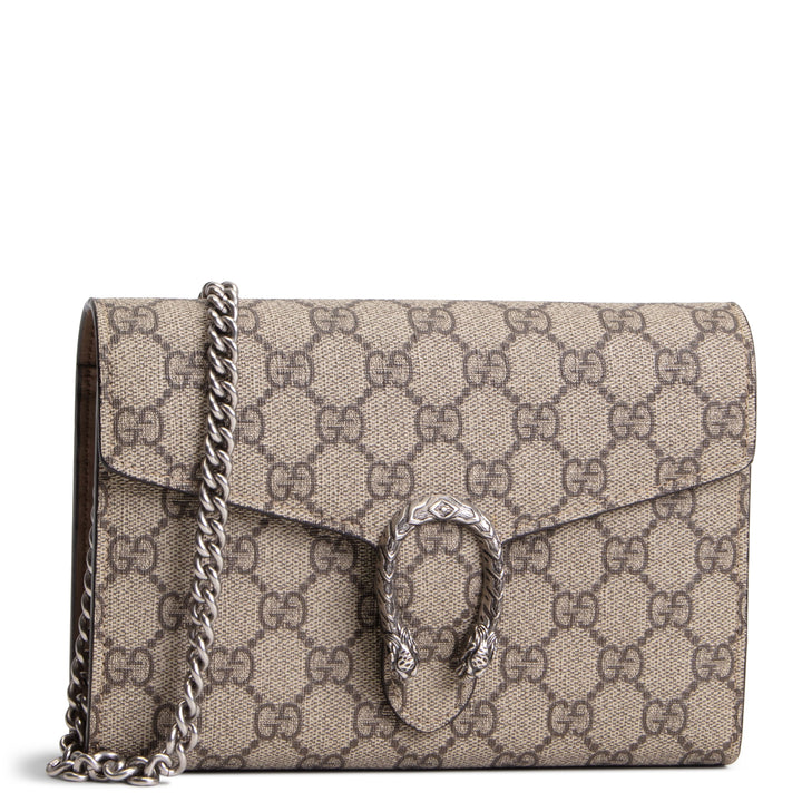 GUCCI GG Supreme Dionysus Chain Wallet - Beige & Ebony