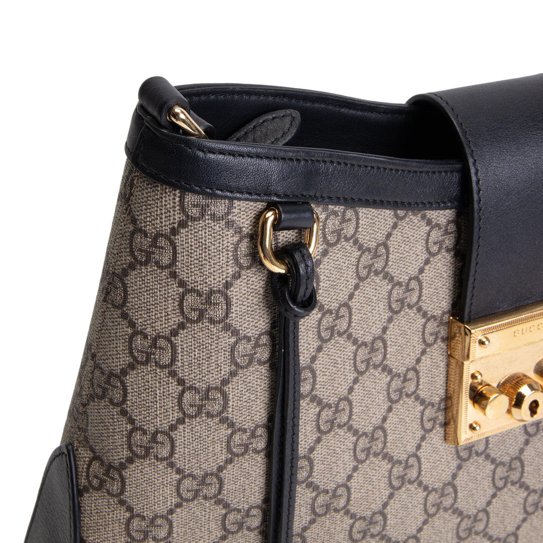 GUCCI GG Supreme Medium Padlock Shoulder Bag - Beige & Black