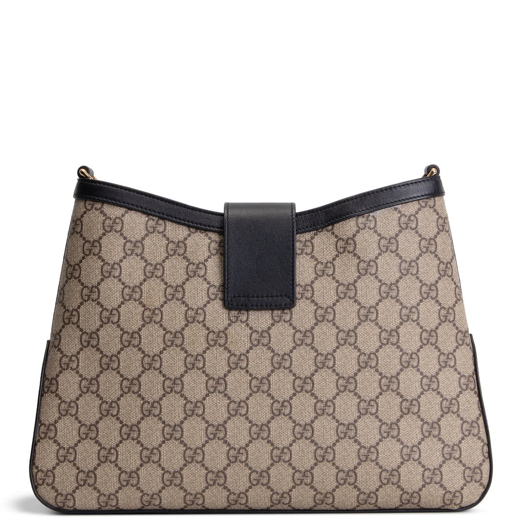GUCCI GG Supreme Medium Padlock Shoulder Bag - Beige & Black