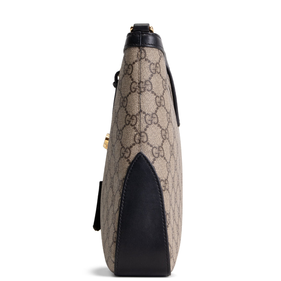 GUCCI GG Supreme Medium Padlock Shoulder Bag - Beige & Black