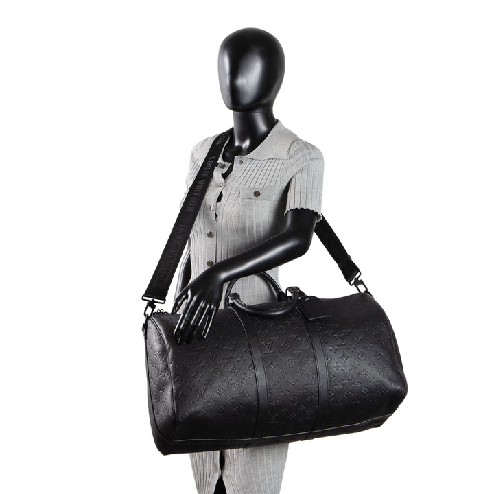 LOUIS VUITTON Keepall 50 Bandouliere Monogram Shadow Leather