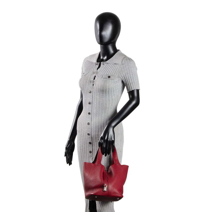 HERMES Picotin 22 Clemence w/ Palladium Hardware - Burgundy