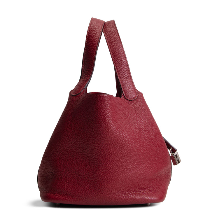 HERMES Picotin 22 Clemence w/ Palladium Hardware - Burgundy
