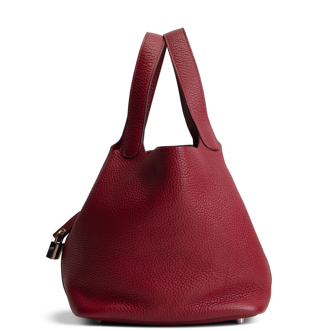 HERMES Picotin 22 Clemence w/ Palladium Hardware - Burgundy