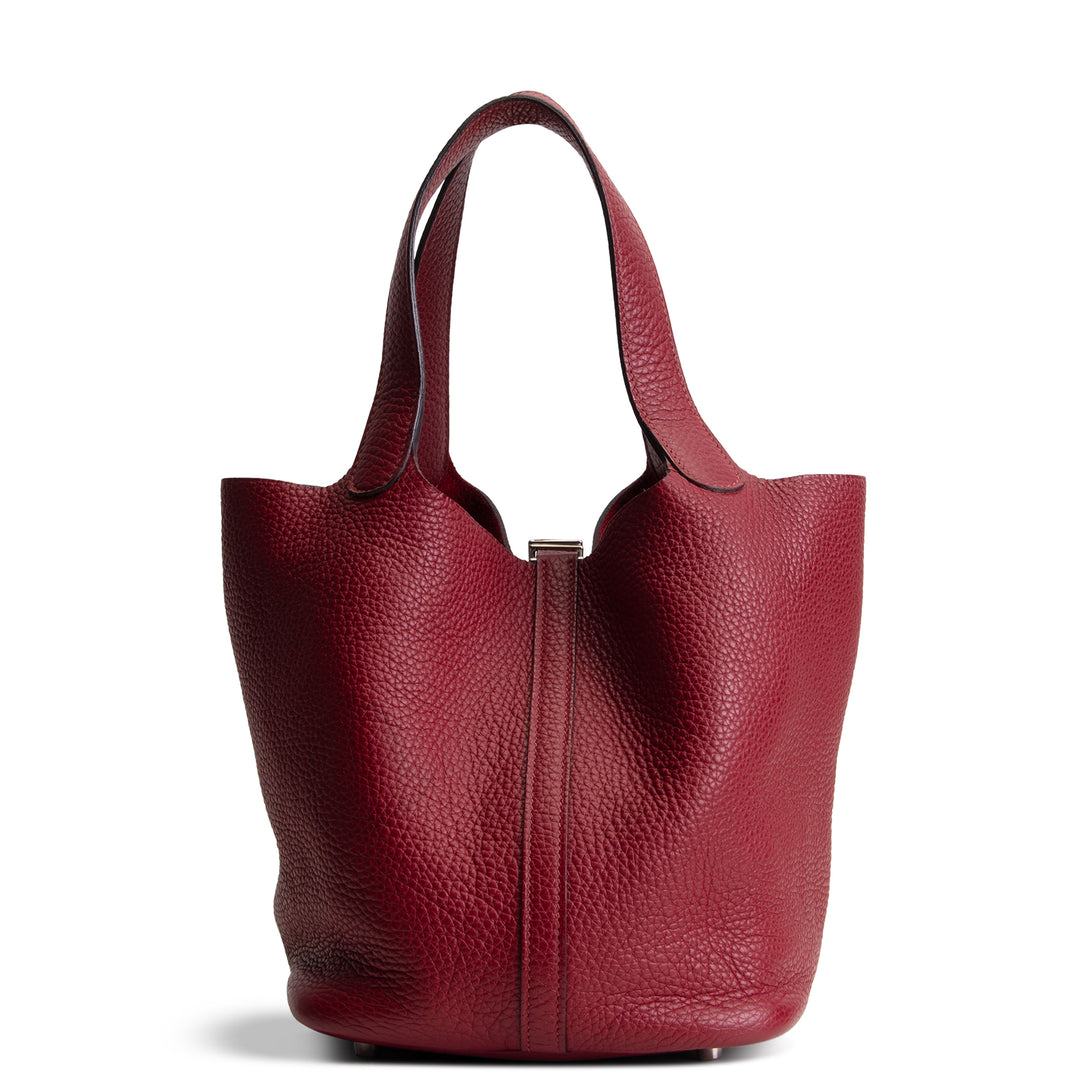 HERMES Picotin 22 Clemence w/ Palladium Hardware - Burgundy