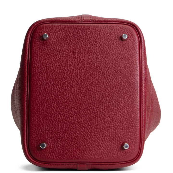 HERMES Picotin 22 Clemence w/ Palladium Hardware - Burgundy