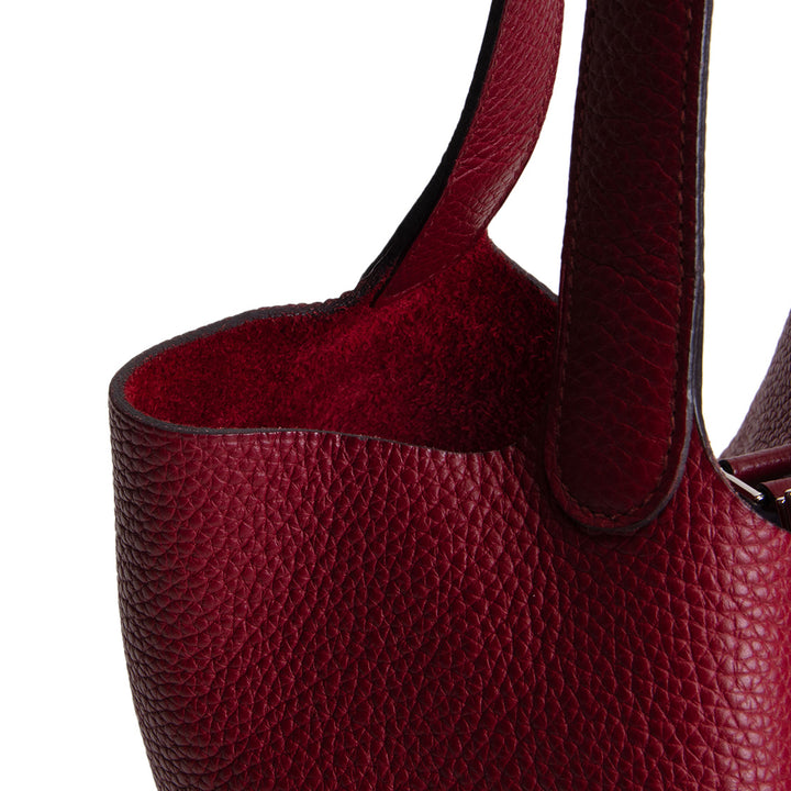 HERMES Picotin 22 Clemence w/ Palladium Hardware - Burgundy