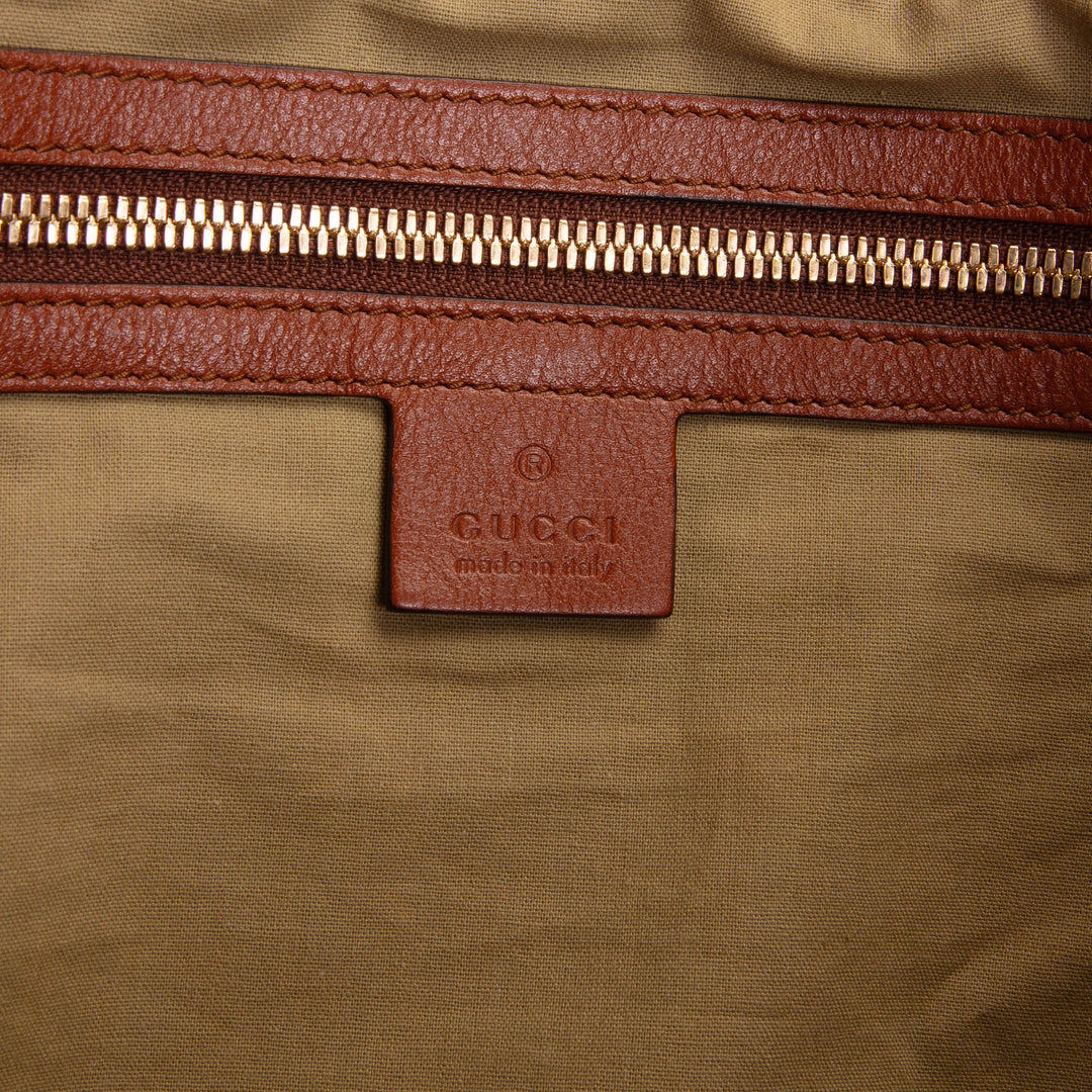 GUCCI Vintage Canvas Calfskin Web Ophidia Half Moon Hobo - Sand Light Cuir
