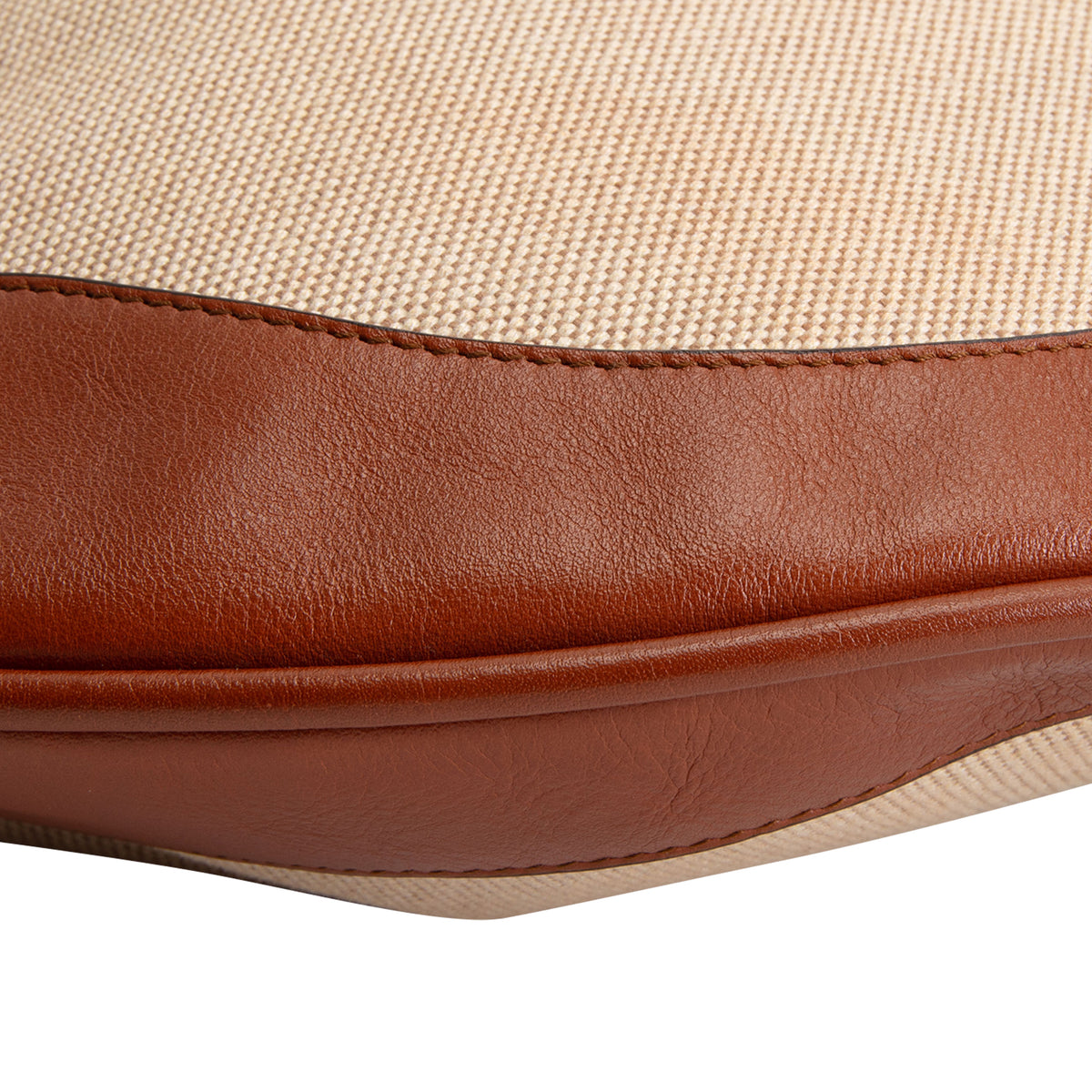 GUCCI Vintage Canvas Calfskin Web Ophidia Half Moon Hobo - Sand Light Cuir