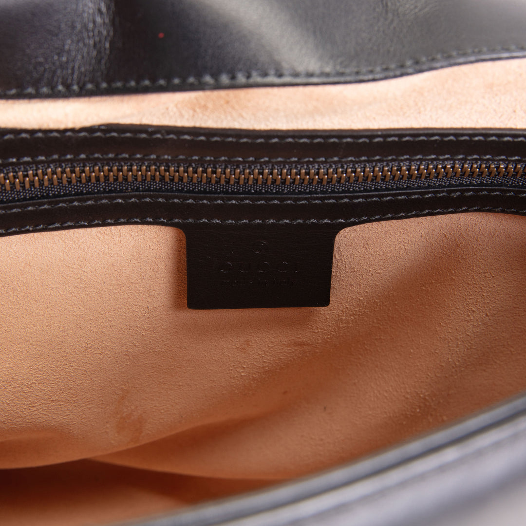 GUCCI Marmont Top Handle Shoulder Bag - Black