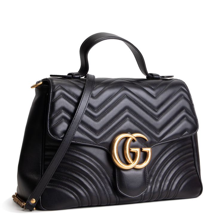 GUCCI Marmont Top Handle Shoulder Bag - Black