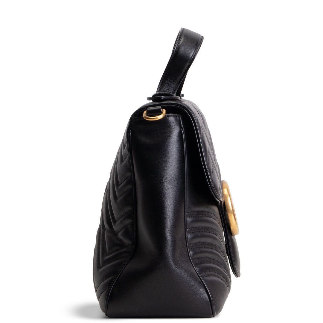 GUCCI Marmont Top Handle Shoulder Bag - Black