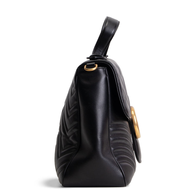 GUCCI Marmont Top Handle Shoulder Bag - Black