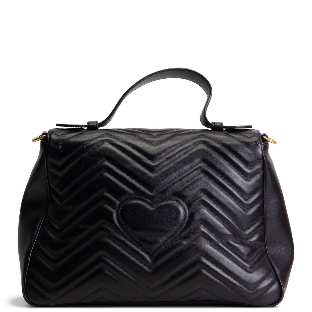 GUCCI Marmont Top Handle Shoulder Bag - Black