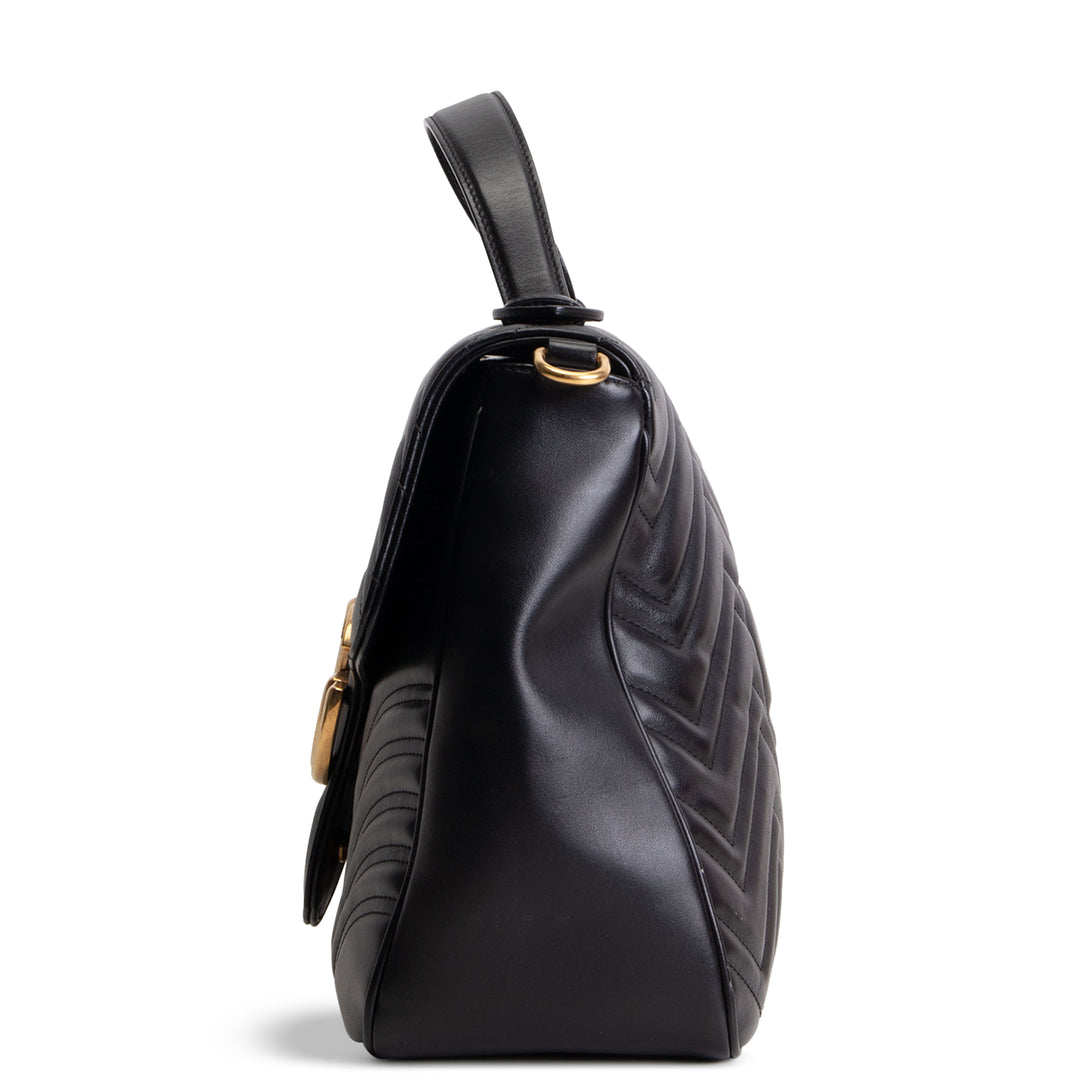 GUCCI Marmont Top Handle Shoulder Bag - Black