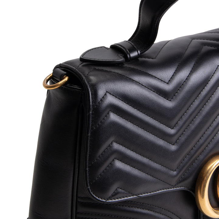 GUCCI Marmont Top Handle Shoulder Bag - Black