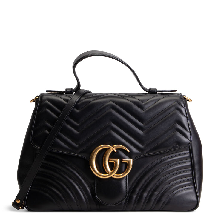 GUCCI Marmont Top Handle Shoulder Bag - Black