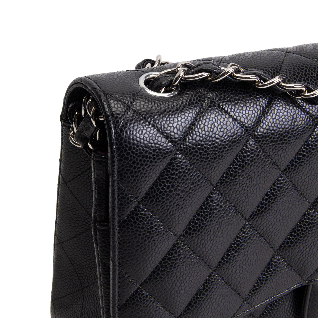 CHANEL Jumbo Double Flap - Quilted Caviar - Black