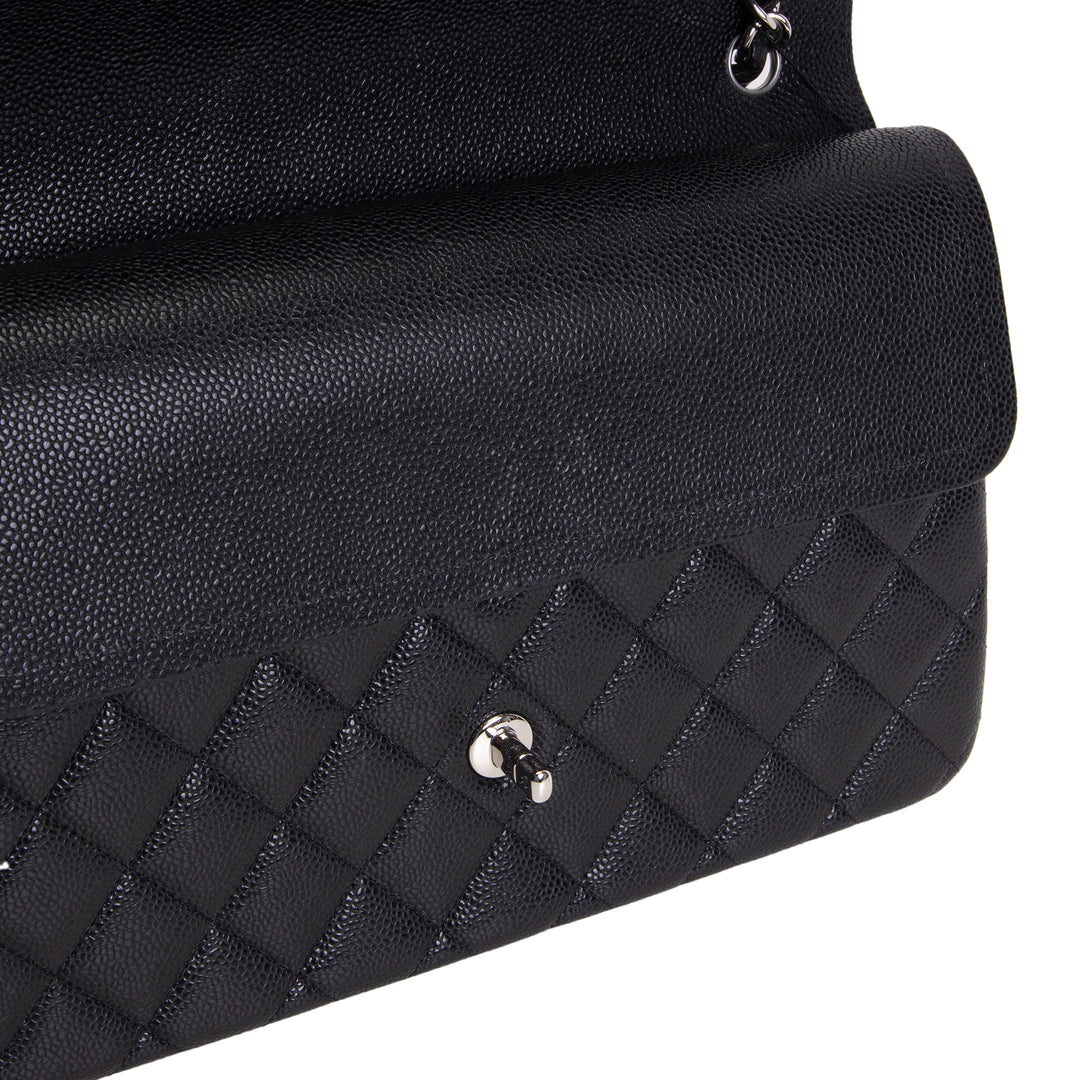 CHANEL Jumbo Double Flap - Quilted Caviar - Black