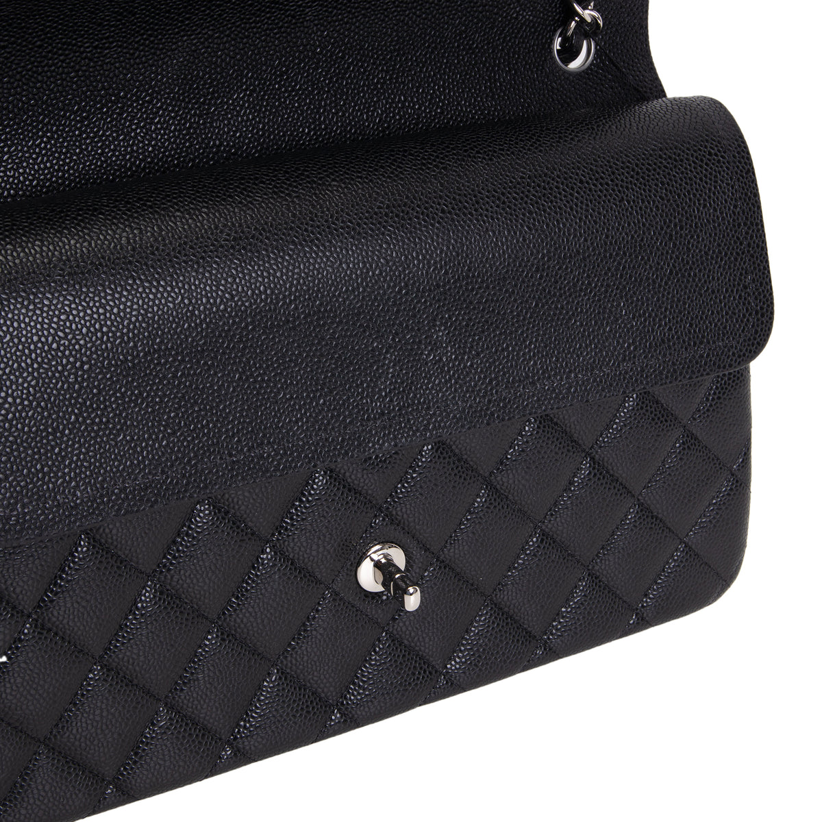 CHANEL Jumbo Double Flap - Quilted Caviar - Black