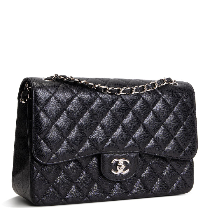CHANEL Jumbo Double Flap - Quilted Caviar - Black