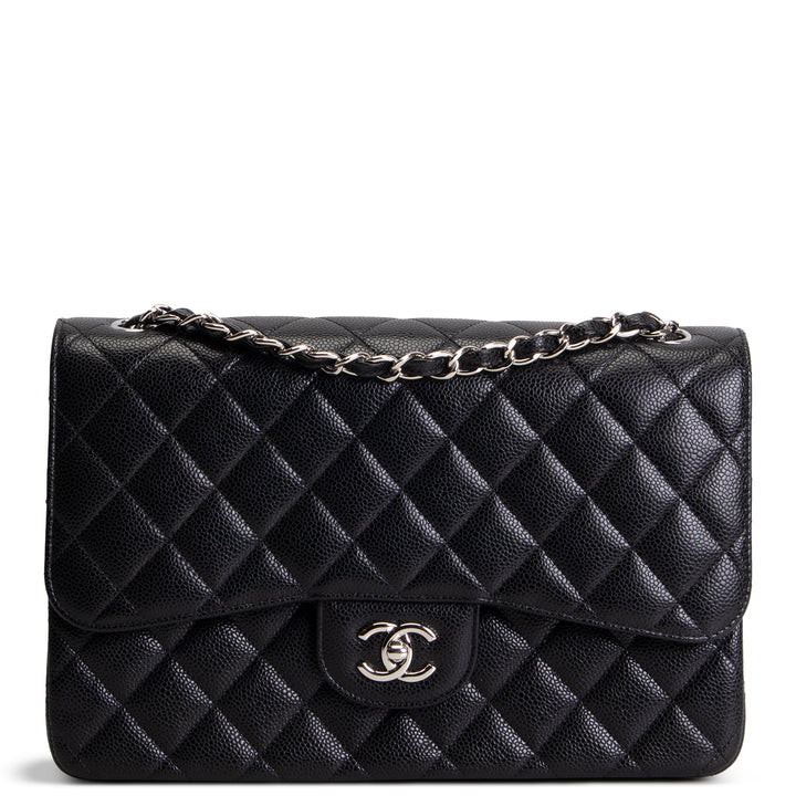 CHANEL Jumbo Double Flap - Quilted Caviar - Black