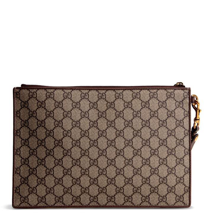 GUCCI GG Supreme Patchwork Courier Wristlet - Beige & Ebony