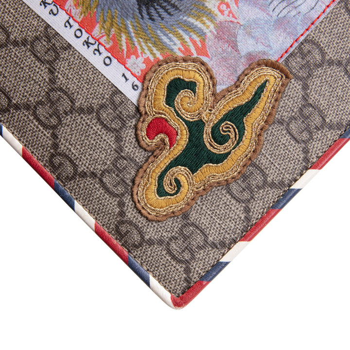 GUCCI GG Supreme Patchwork Courier Wristlet - Beige & Ebony