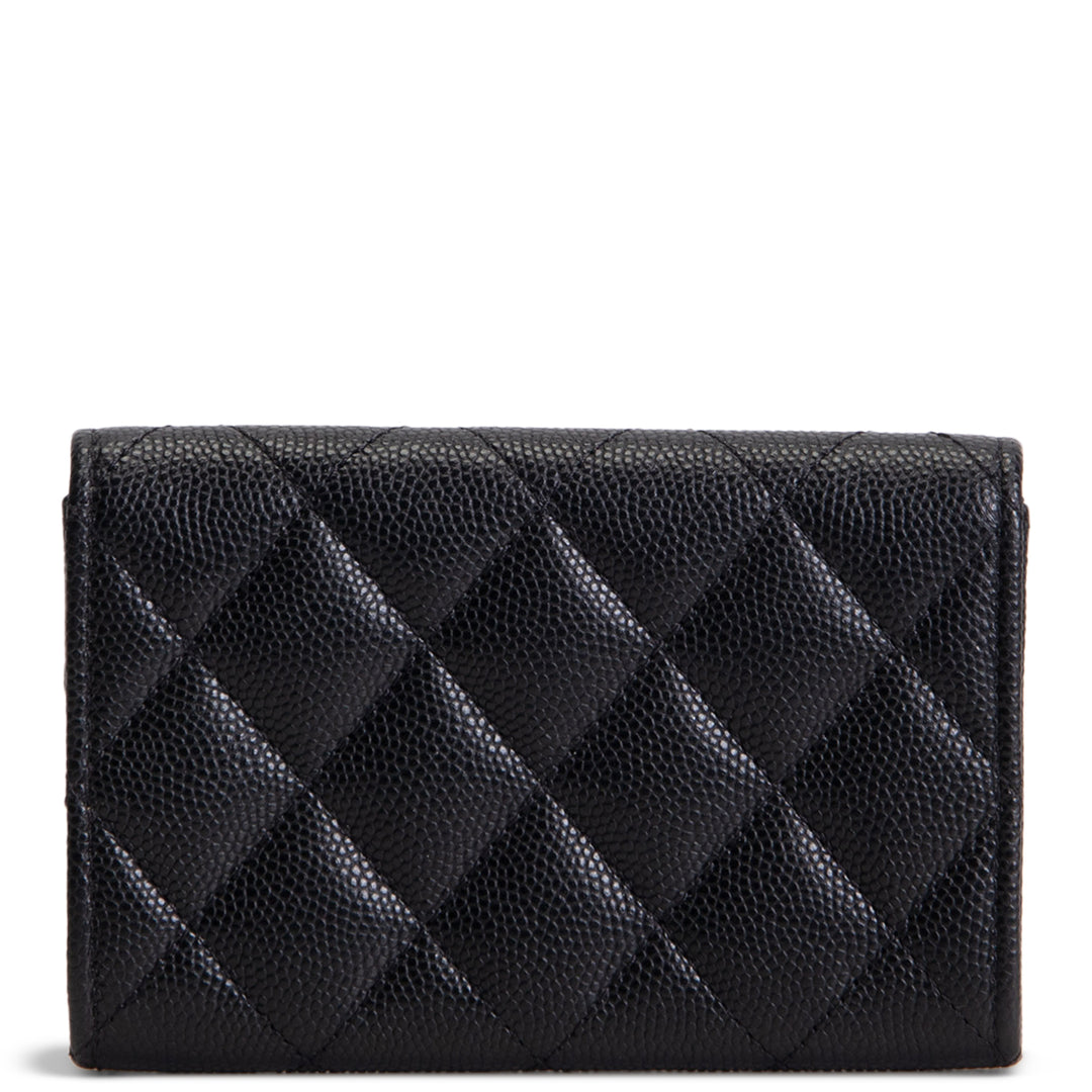 CHANEL CC Flap Card Holder - Quilted Caviar - Black