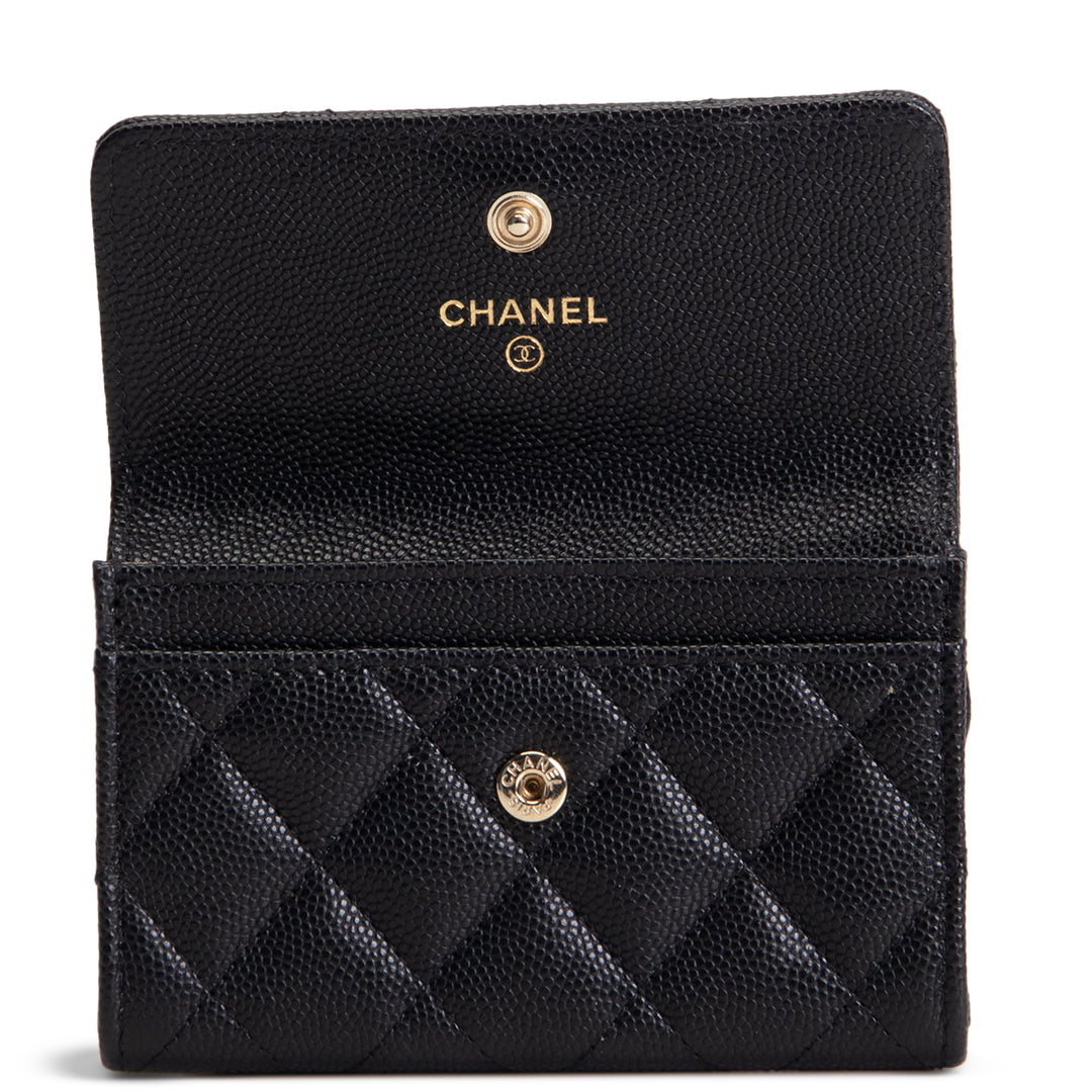 CHANEL CC Flap Card Holder - Quilted Caviar - Black