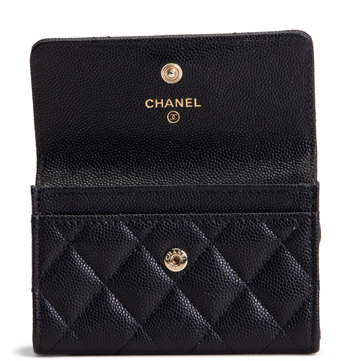CHANEL CC Flap Card Holder - Quilted Caviar - Black