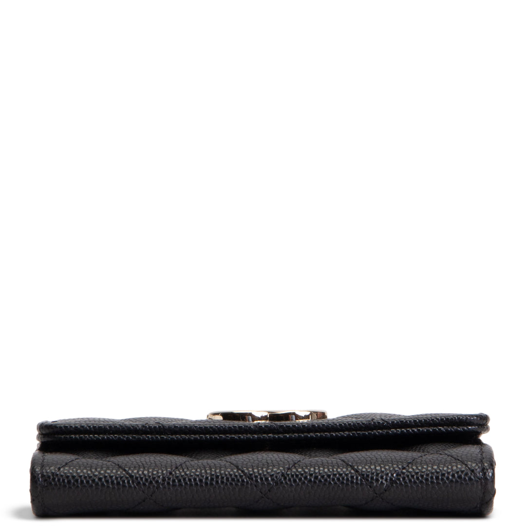 CHANEL CC Flap Card Holder - Quilted Caviar - Black