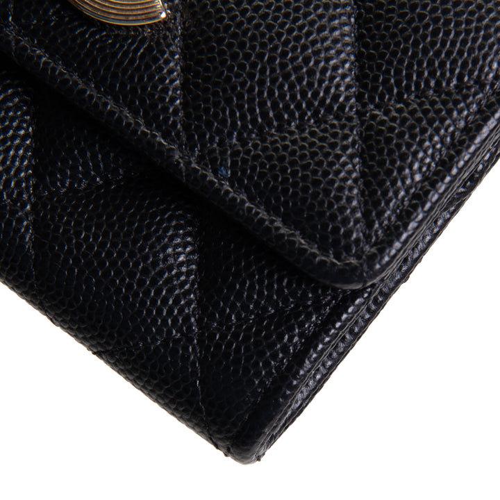 CHANEL CC Flap Card Holder - Quilted Caviar - Black