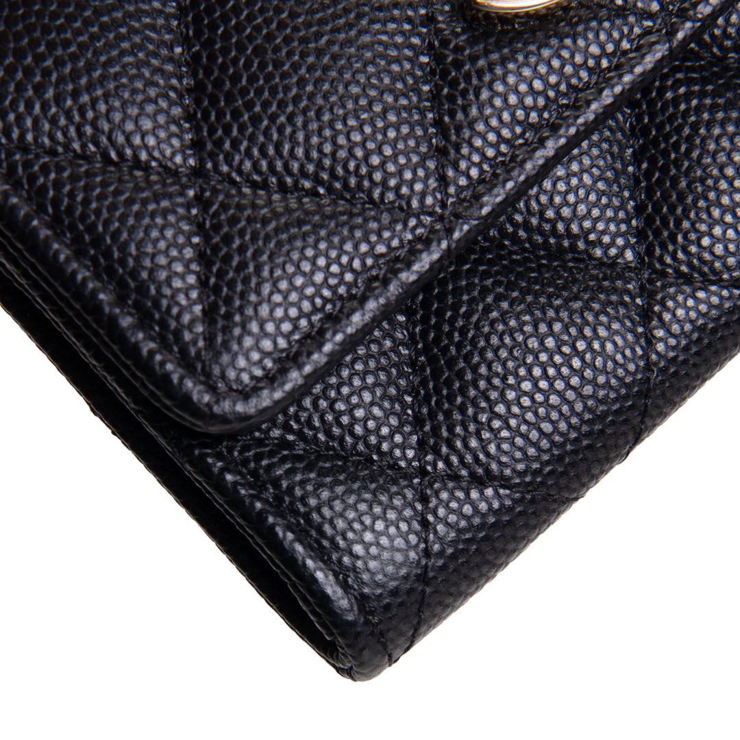 CHANEL CC Flap Card Holder - Quilted Caviar - Black