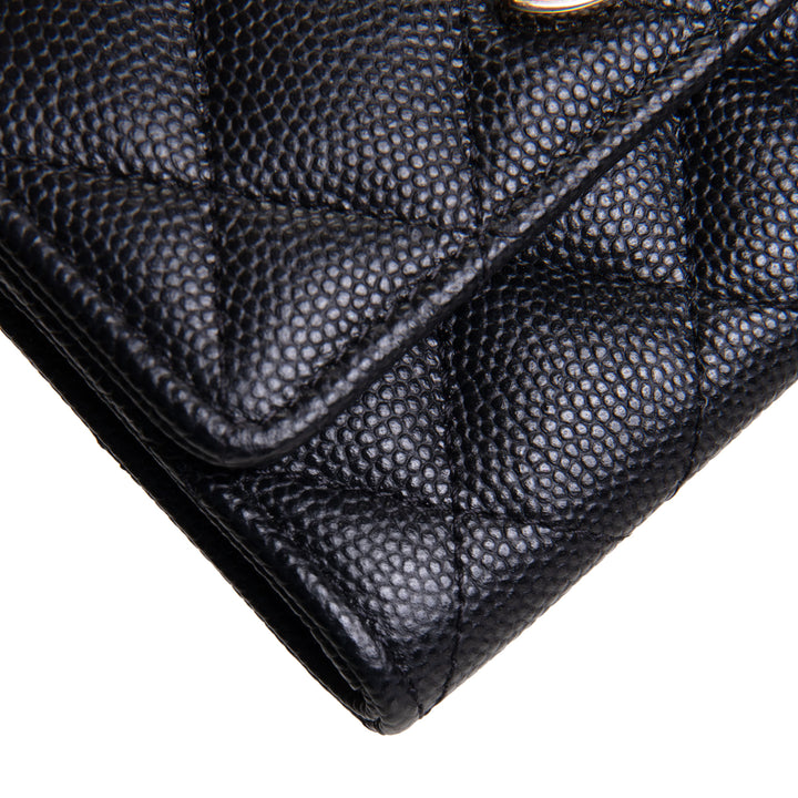 CHANEL CC Flap Card Holder - Quilted Caviar - Black