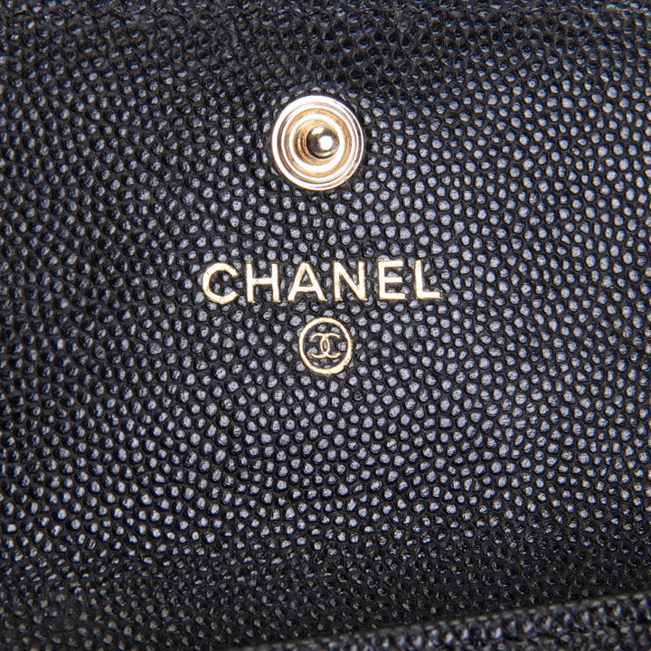 CHANEL CC Flap Card Holder - Quilted Caviar - Black