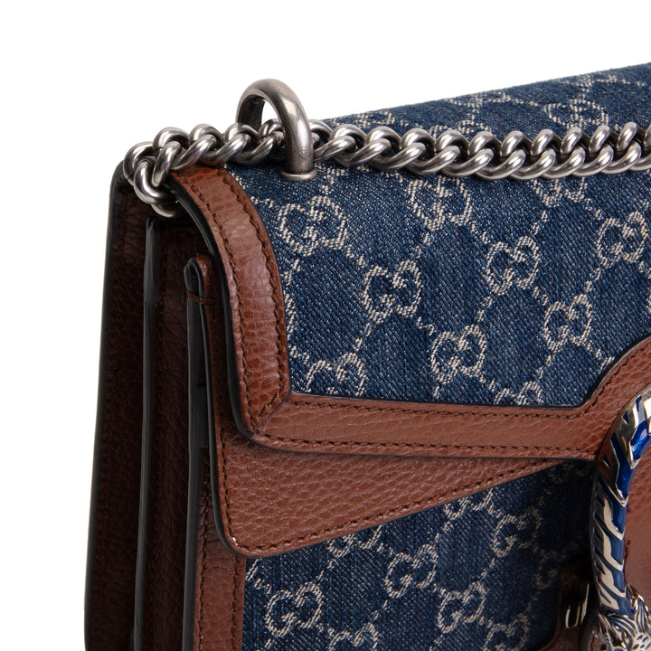 GUCCI GG Demin Small Dionysus Shoulder Bag - Blue