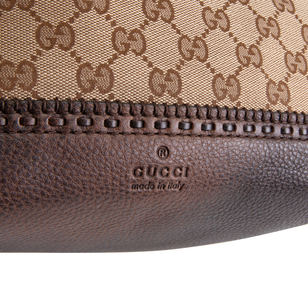 GUCCI Canvas Crafty Laid Back Tote - Tan/Brown OUTLET FINAL SALE